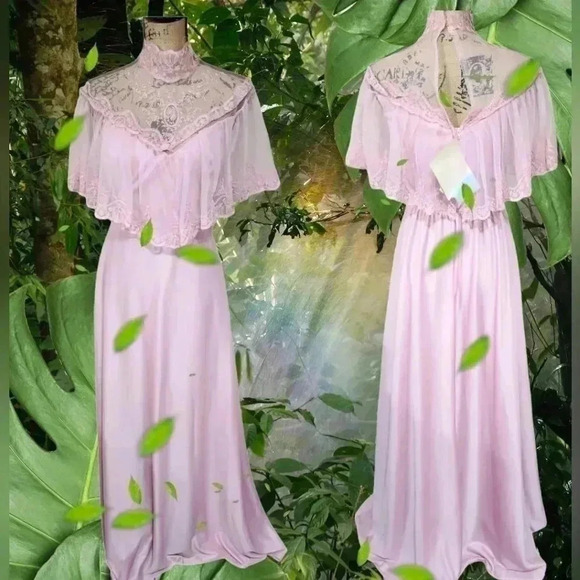 Dance Allure Vintage 70s Cottage Core lace long dress. NWT  Blush Rose. … - Picture 4 of 14